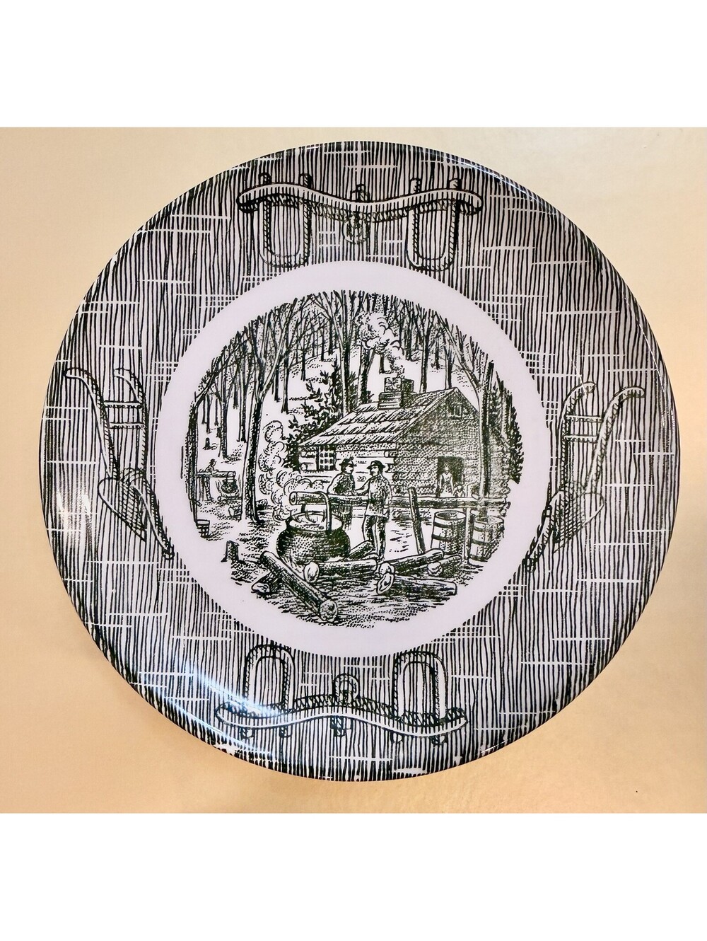 Vintage Courier And Ives Bread Plate “Maple Sugaring”